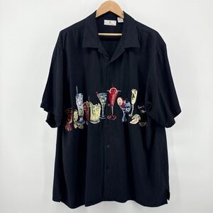 Bobby Chan Vintage Y2K Rockabilly Vegas Cocktails Silk Bamboo Camp Shirt XXL